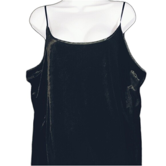 Black Velvet Cami Size L Spaghetti Straps Sexy Cute Goth Victorian Castle Core - Picture 2 of 7